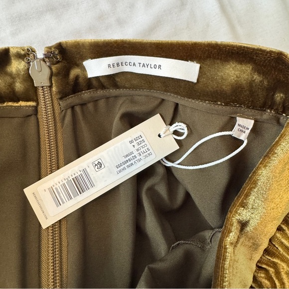 NEW Rebecca Taylor 4 Golden Velvet Mini Skirt ~ Bubble Hem Party Festive - Picture 7 of 8